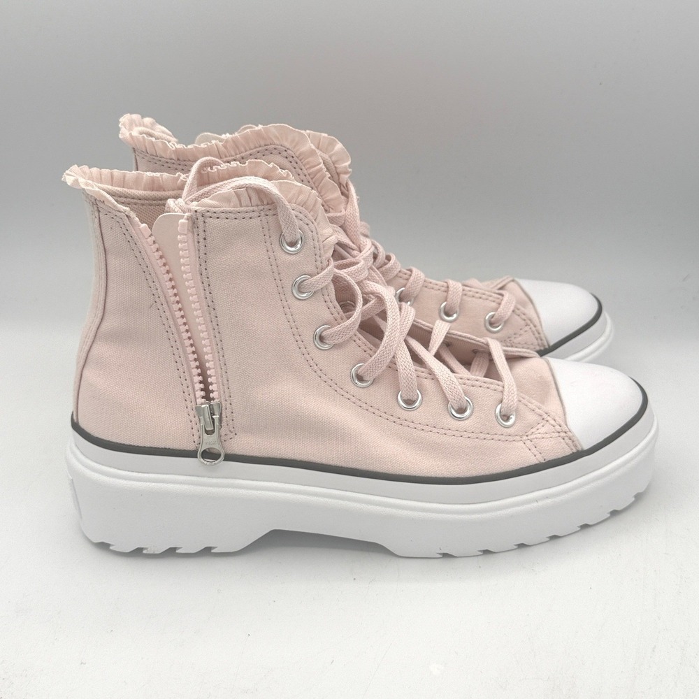 Converse CTAS Lugged Lift Hi Kids Ruffle Side Zip Platform Size 7 Pink A09279C